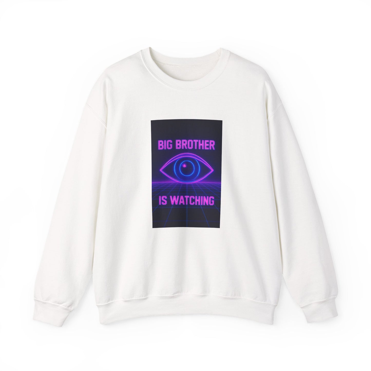 Crewneck Sweatshirt — "Big Brother Is Watching" Neon Eye Graphic