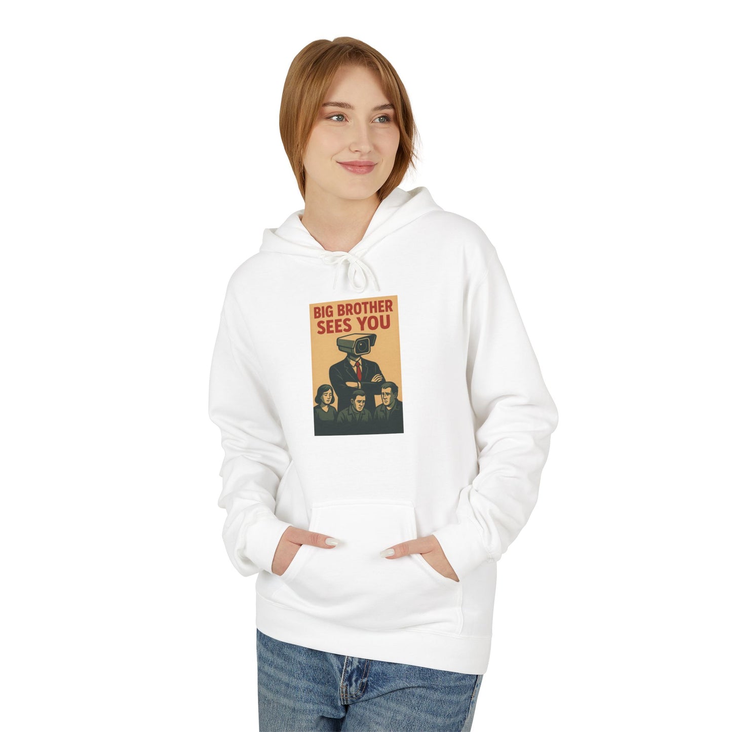 Big Brother Sees You Hoodie, Unisex Fleece Pullover, Cozy Sweatshirt, Gift for Fans, Retro Style Apparel, Casual Everyday Wear