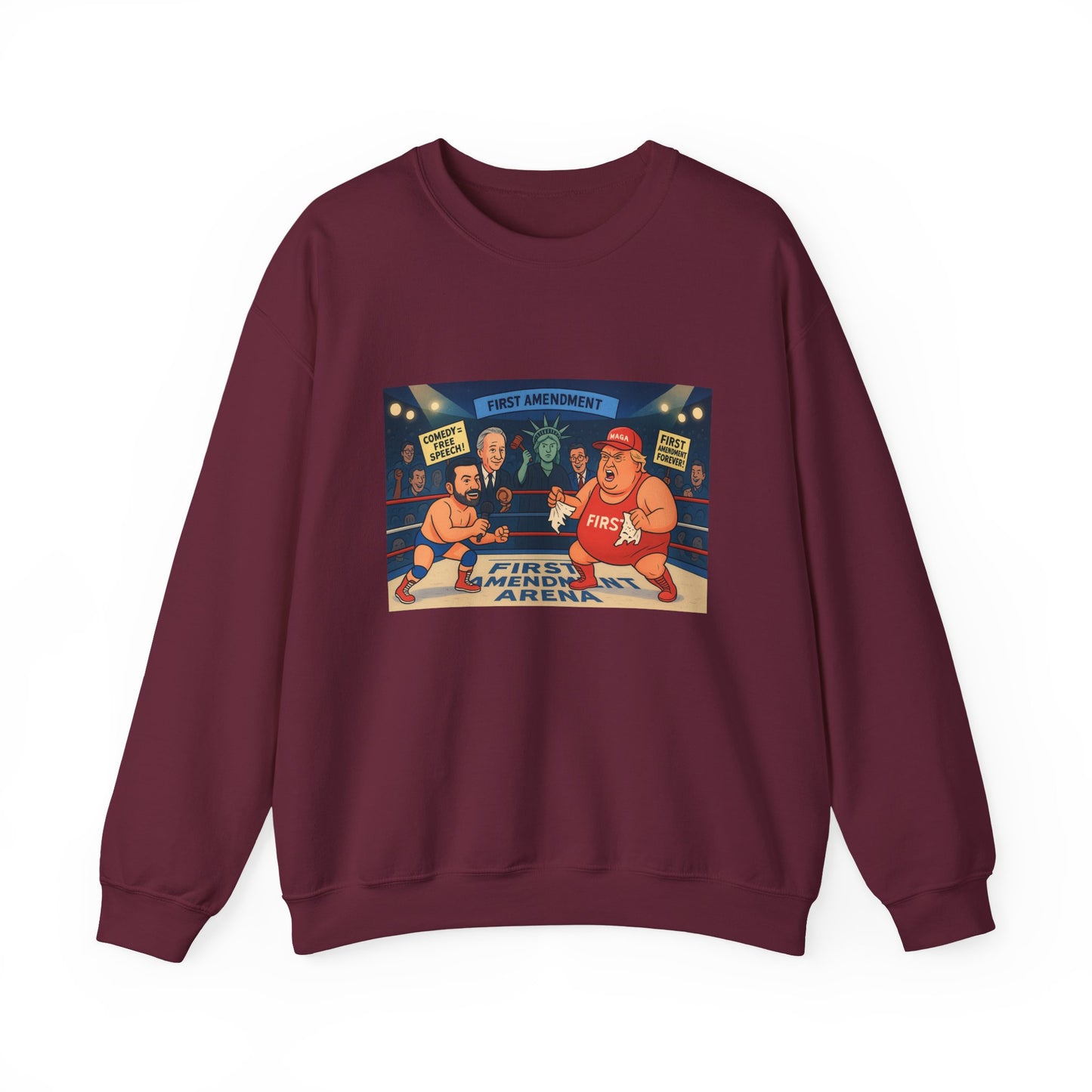 Patriotic Humor Crewneck Sweatshirt, Funny Gift for Political Enthusiasts, Comfy Casual Wear, Ideal for Gift Giving, Unisex Fashion