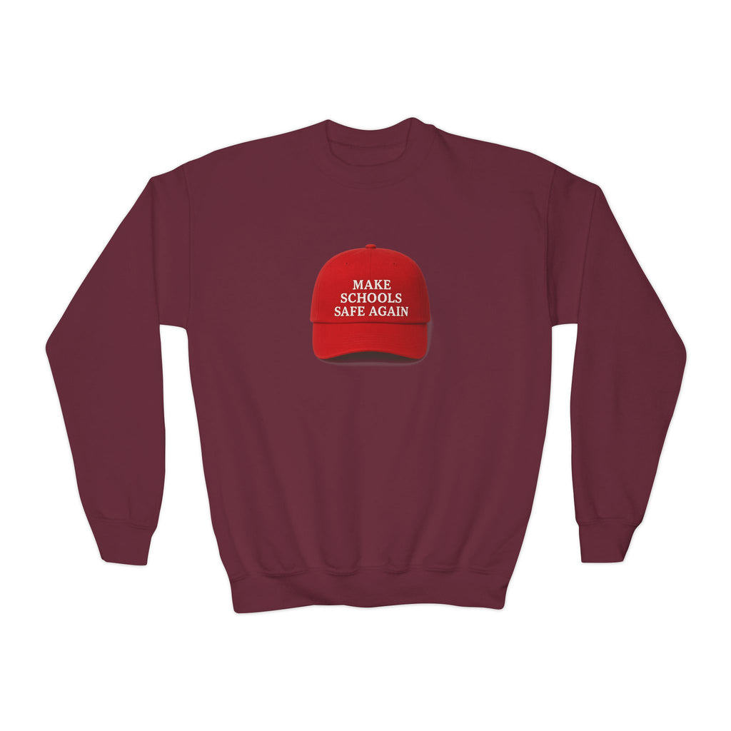 Youth Crewneck Sweatshirt - "Make Schools Safe Again" - Perfect for Activism, School Events, Gifts, Youth Apparel, Casual Fashion