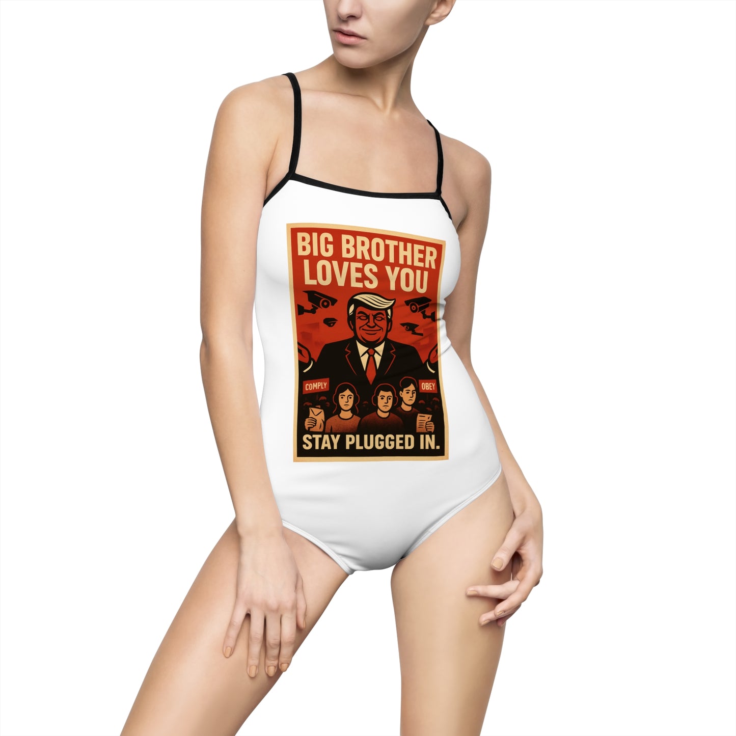 Big Brother Themed Women's One-Piece Swimsuit, Statement Swimwear, Beachwear, Summer Style, Pool Party Attire