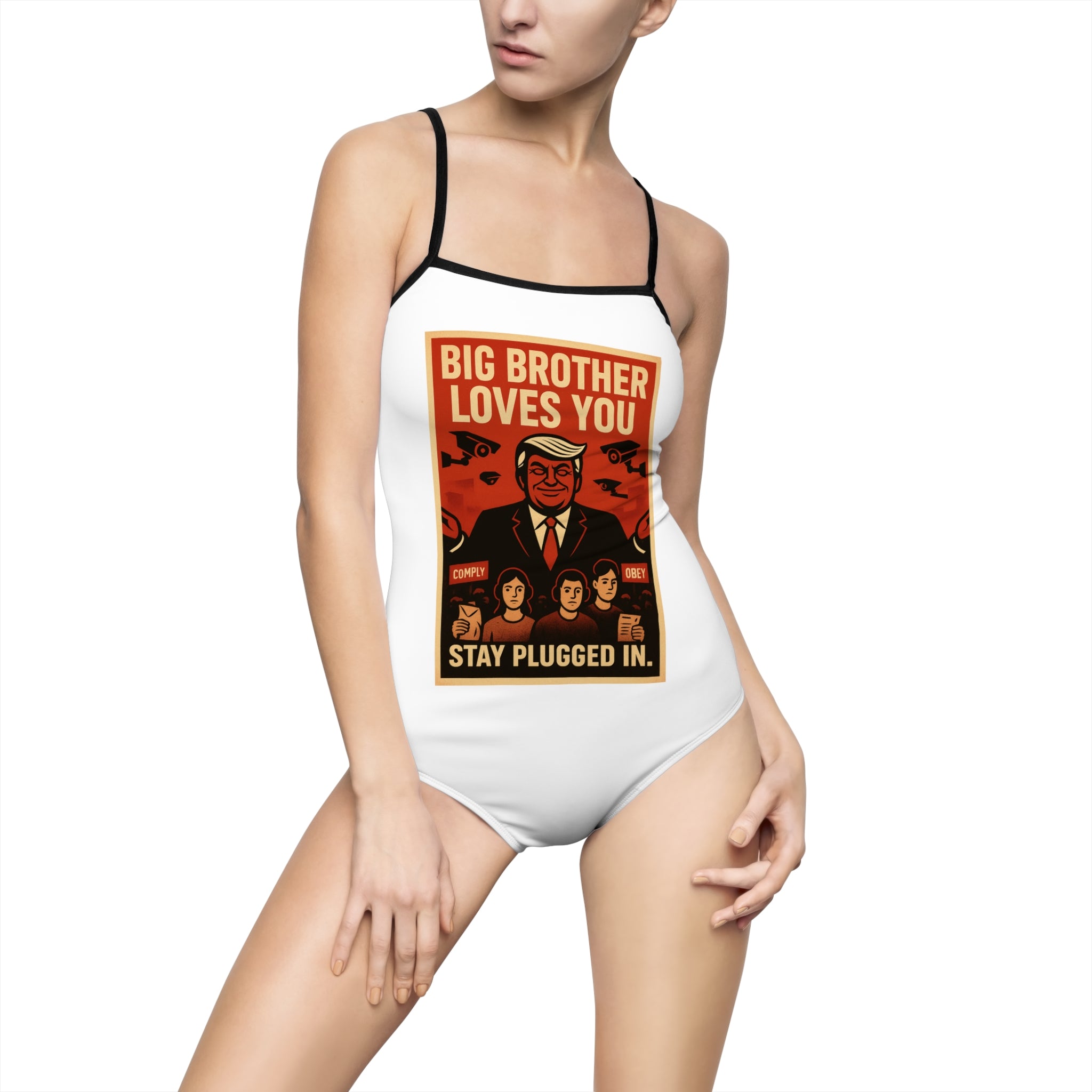 Big Brother Themed Women's One-Piece Swimsuit, Statement Swimwear, Beachwear, Summer Style, Pool Party Attire