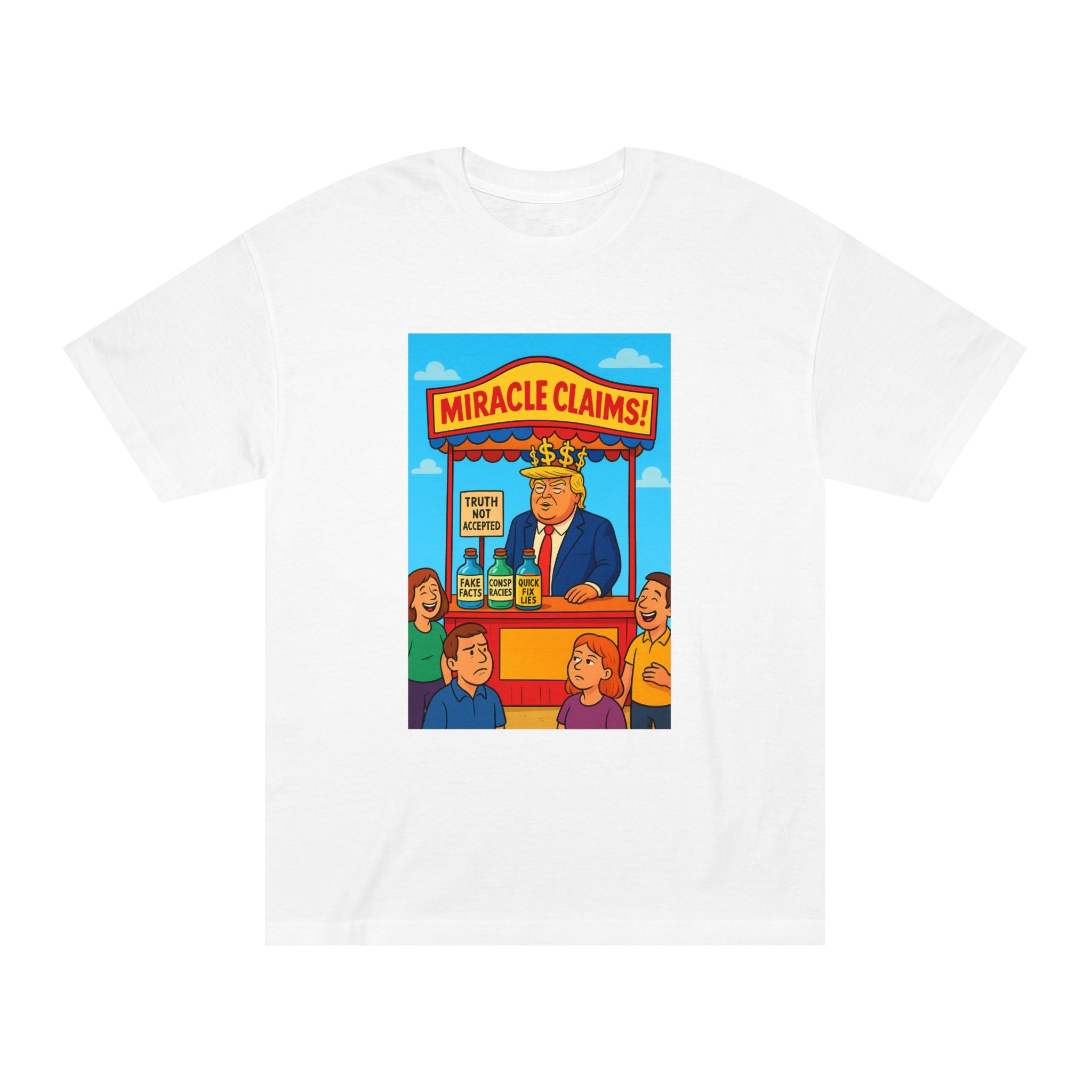 Funny Miracle Claims Unisex Classic Tee, Humor Shirt, Gift for Friends, Casual Wear, Statement T-Shirt, Unisex Graphic Tee