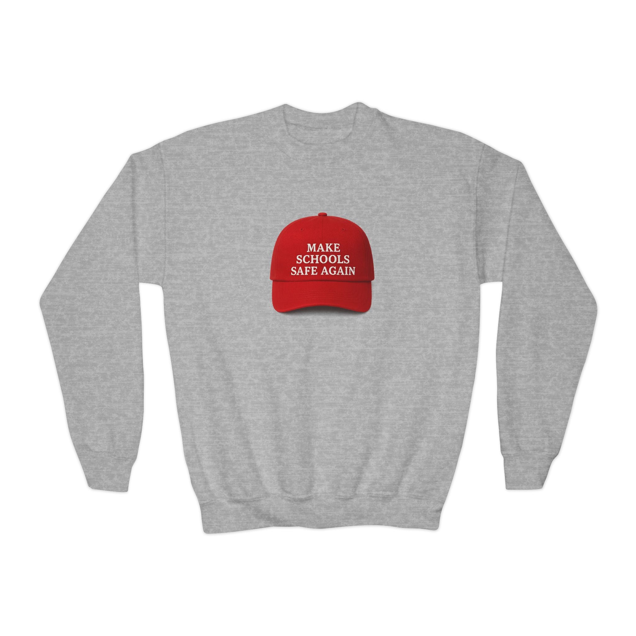 Youth Crewneck Sweatshirt - "Make Schools Safe Again" - Perfect for Activism, School Events, Gifts, Youth Apparel, Casual Fashion
