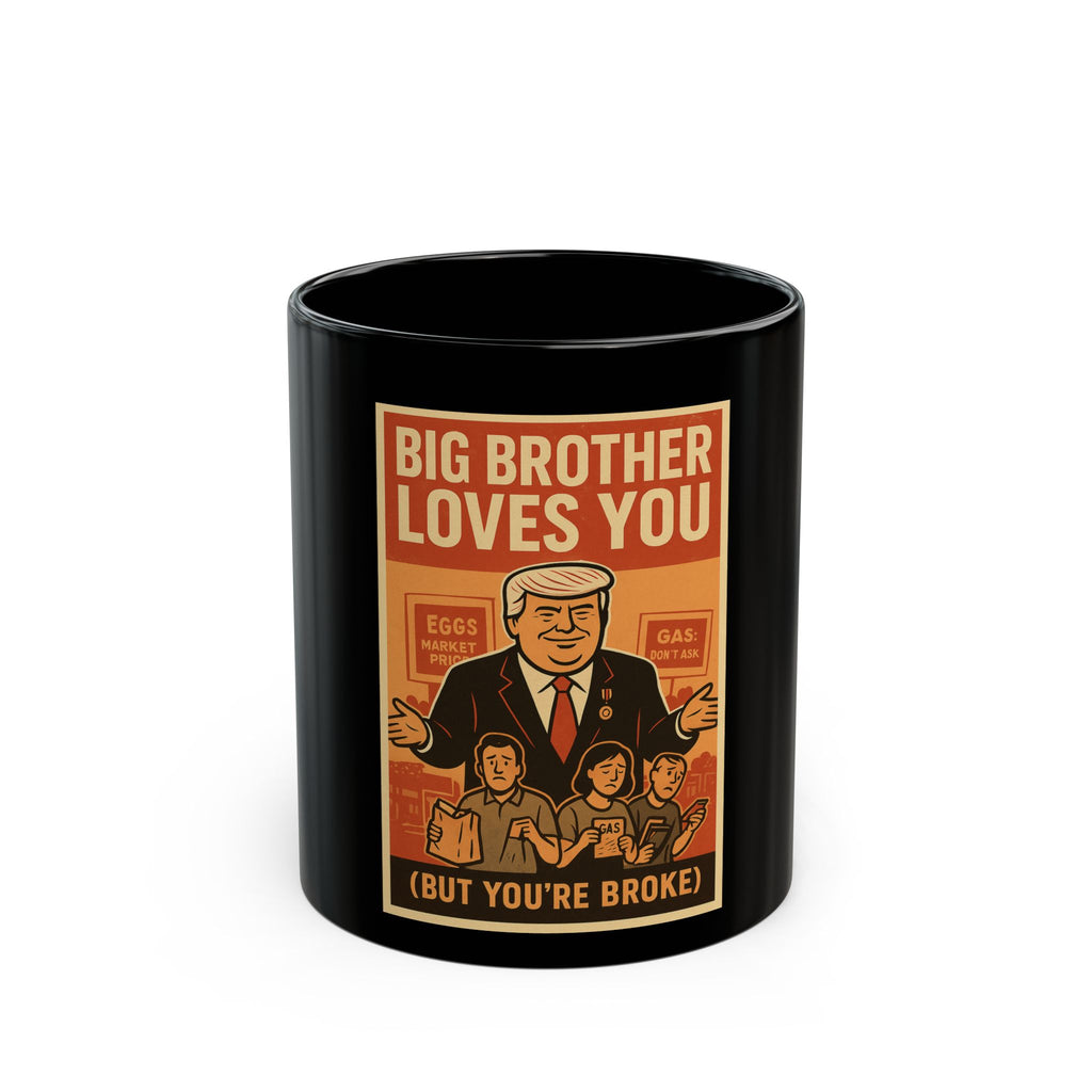 Black Mug with Big Brother Design | Quirky Funny Coffee Mug, Gift for Politically Minded, Great for Offices, Home and Gifts