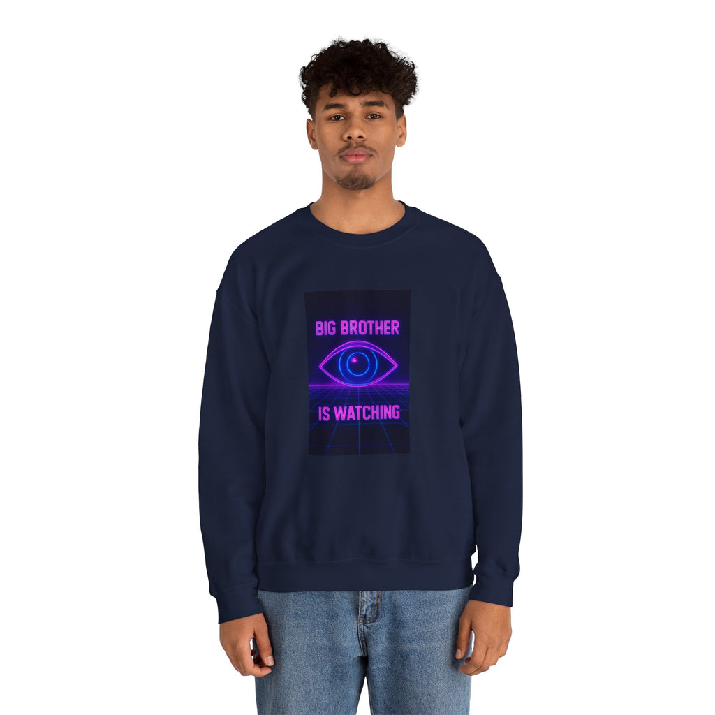 Crewneck Sweatshirt — "Big Brother Is Watching" Neon Eye Graphic