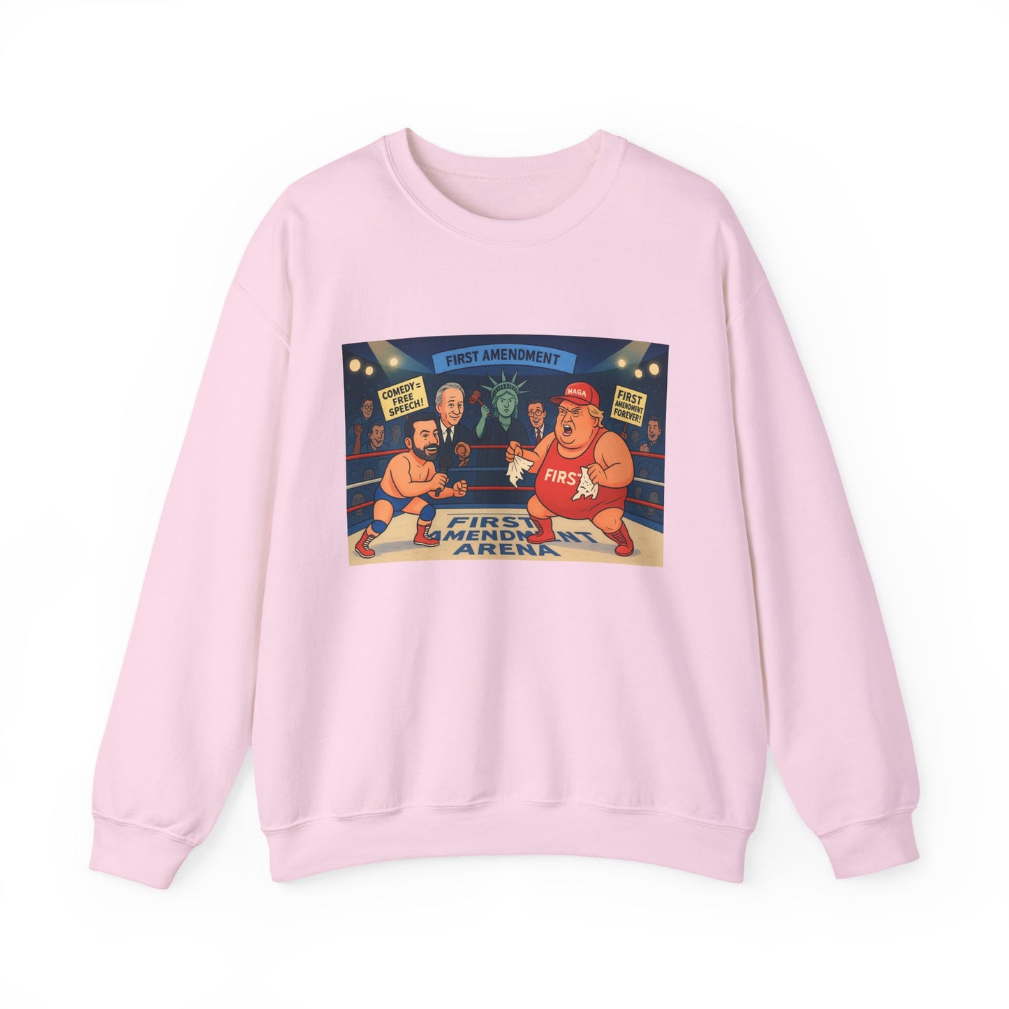 Patriotic Humor Crewneck Sweatshirt, Funny Gift for Political Enthusiasts, Comfy Casual Wear, Ideal for Gift Giving, Unisex Fashion