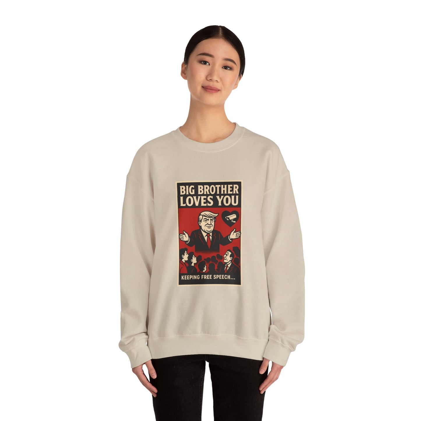 Big Brother Loves You Crewneck Sweatshirt - Unisex Heavy Blend, Cozy Gift, Casual Wear, Statement Piece, Perfect for Any Season