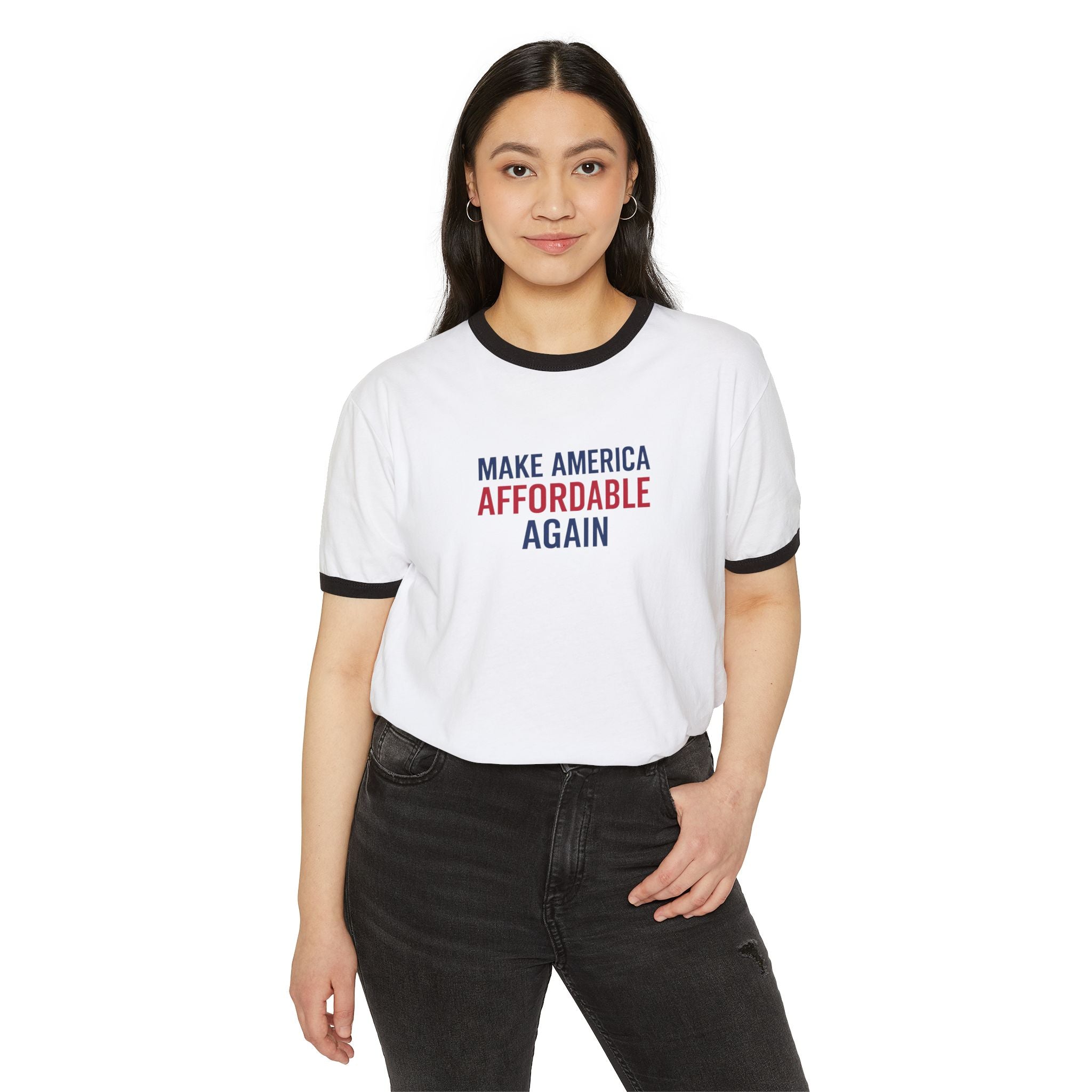 Unisex Cotton Ringer T-Shirt with 'Make America Affordable Again' Slogan, Casual Wear, Gift for Activists, Patriotic Apparel, [...]