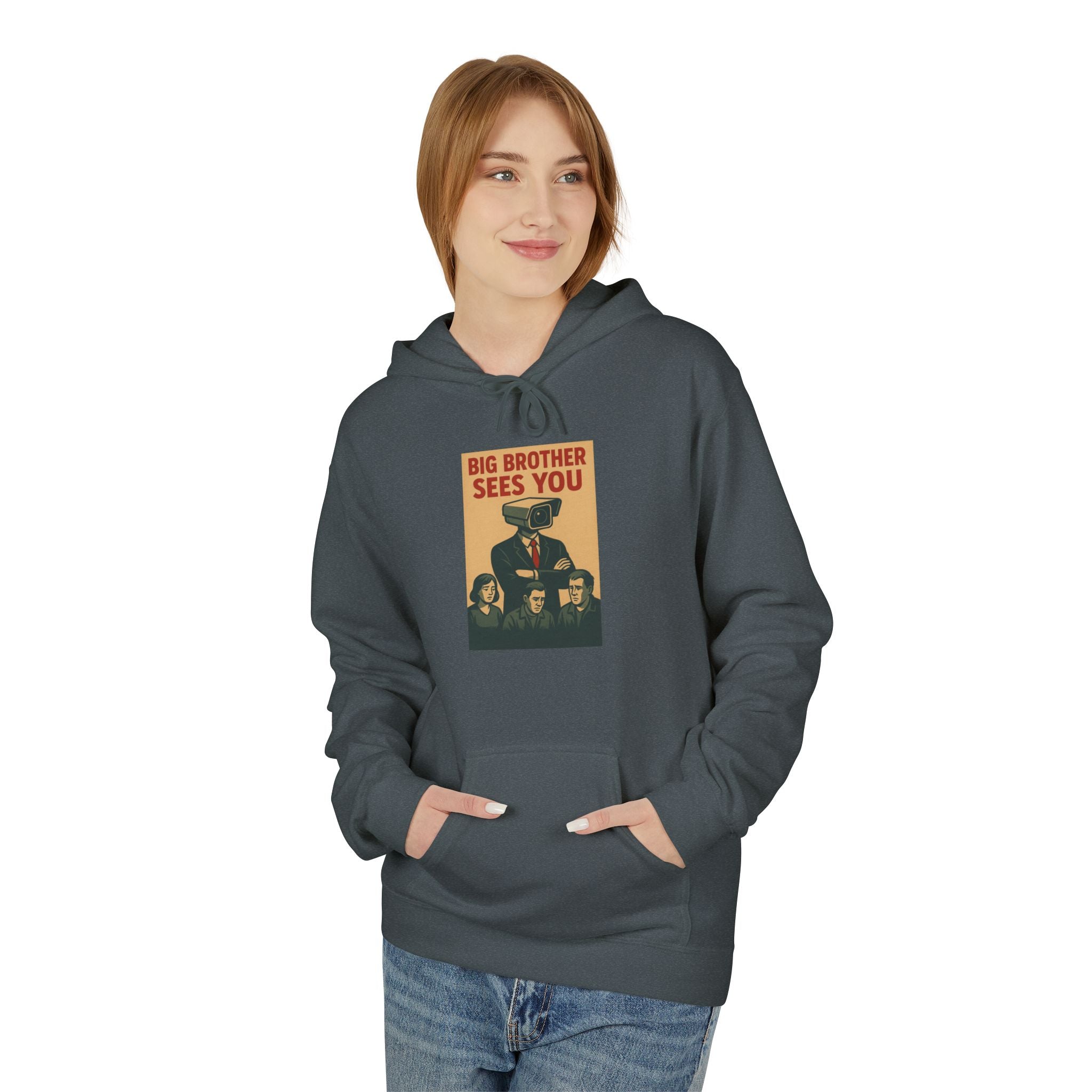 Big Brother Sees You Hoodie, Unisex Fleece Pullover, Cozy Sweatshirt, Gift for Fans, Retro Style Apparel, Casual Everyday Wear