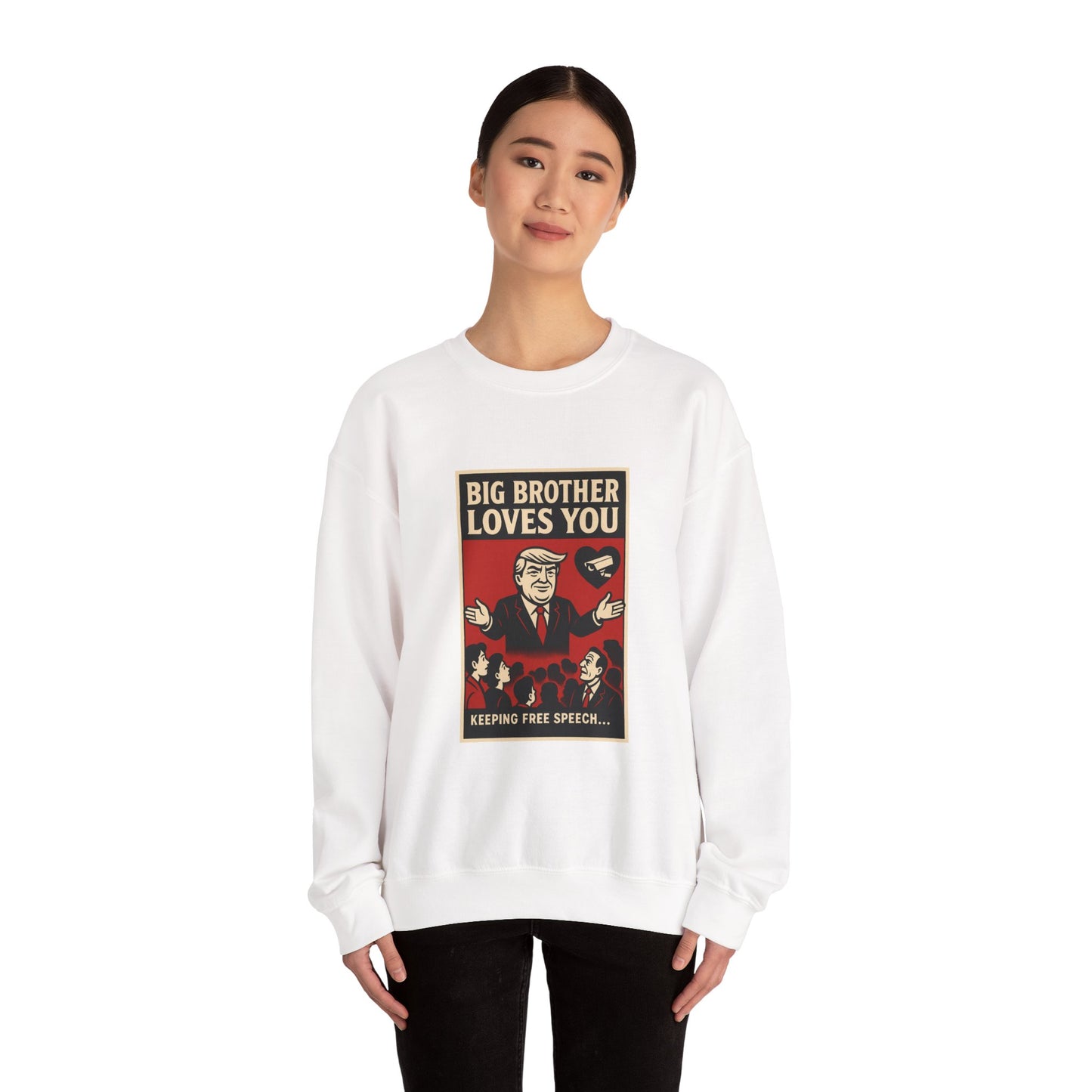 Big Brother Loves You Crewneck Sweatshirt - Unisex Heavy Blend, Cozy Gift, Casual Wear, Statement Piece, Perfect for Any Season