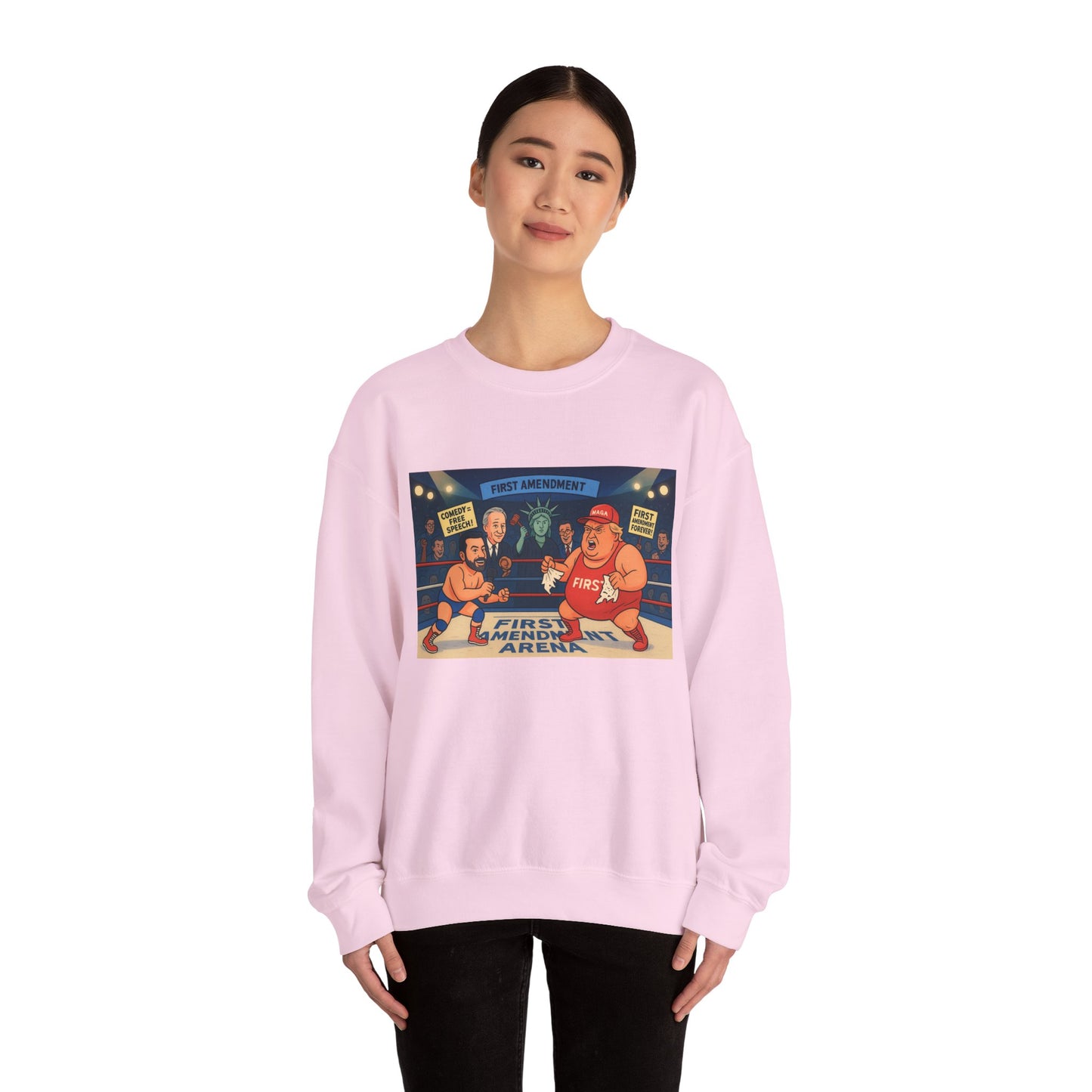 Patriotic Humor Crewneck Sweatshirt, Funny Gift for Political Enthusiasts, Comfy Casual Wear, Ideal for Gift Giving, Unisex Fashion