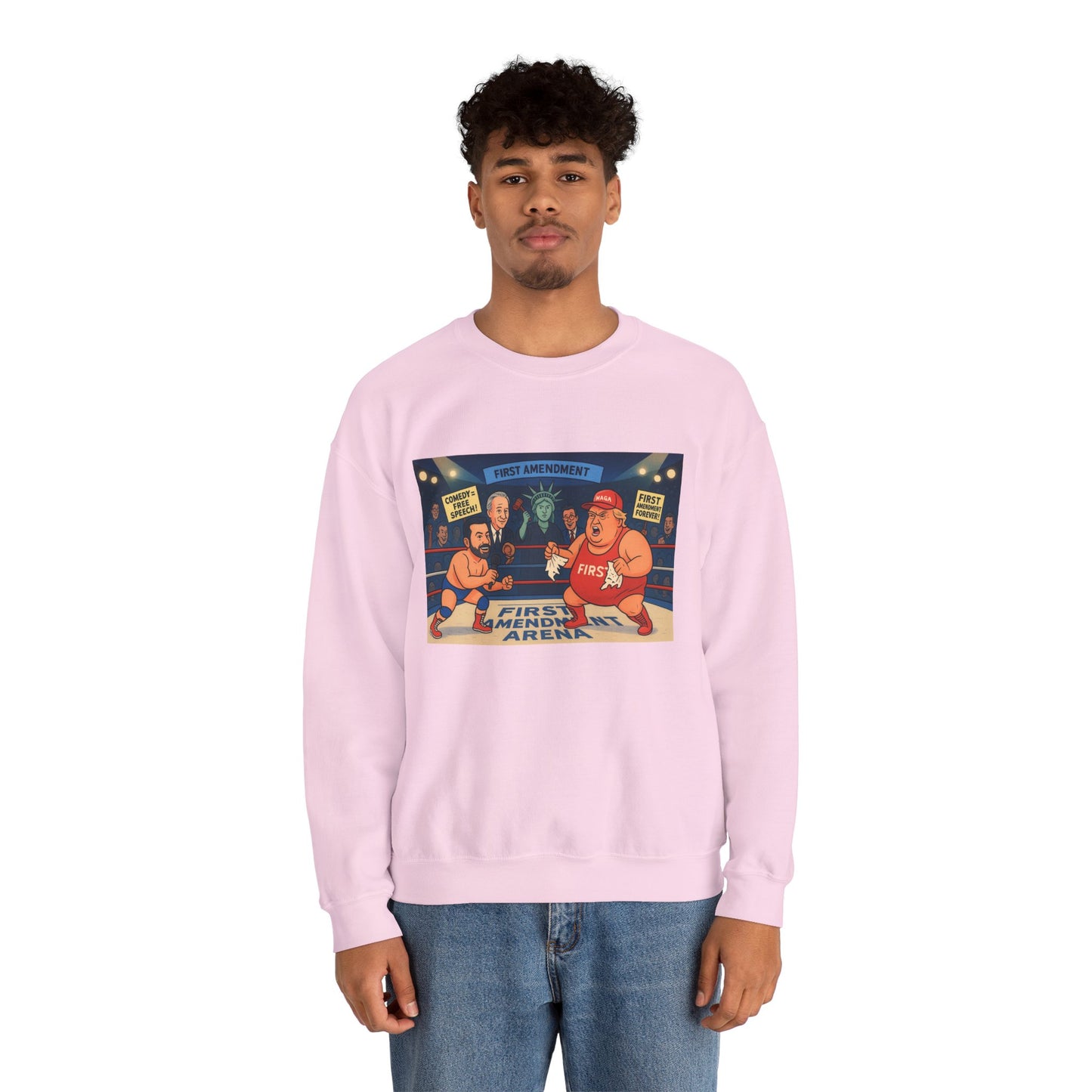 Patriotic Humor Crewneck Sweatshirt, Funny Gift for Political Enthusiasts, Comfy Casual Wear, Ideal for Gift Giving, Unisex Fashion