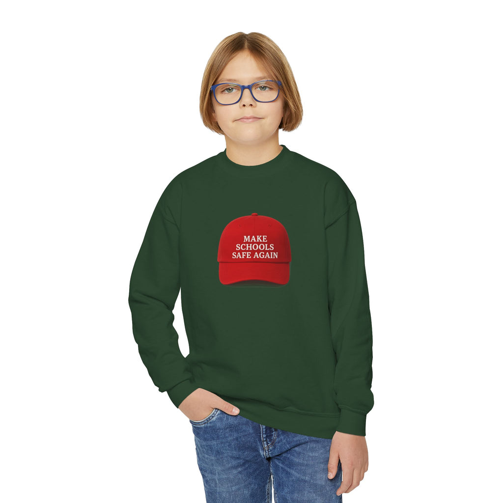 Youth Crewneck Sweatshirt - "Make Schools Safe Again" - Perfect for Activism, School Events, Gifts, Youth Apparel, Casual Fashion