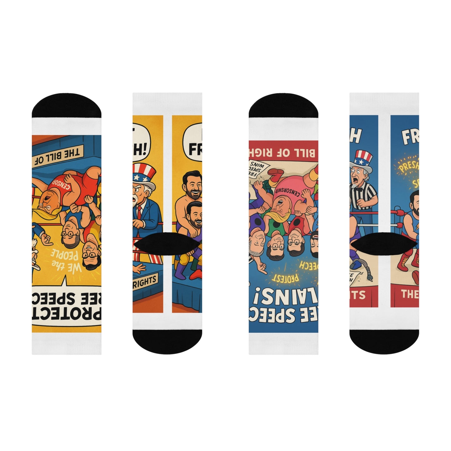 Freedom First Cushioned Crew Socks | Fun Socks for Censorship Awareness, Cozy Footwear for Activists, Gift for Creative Minds