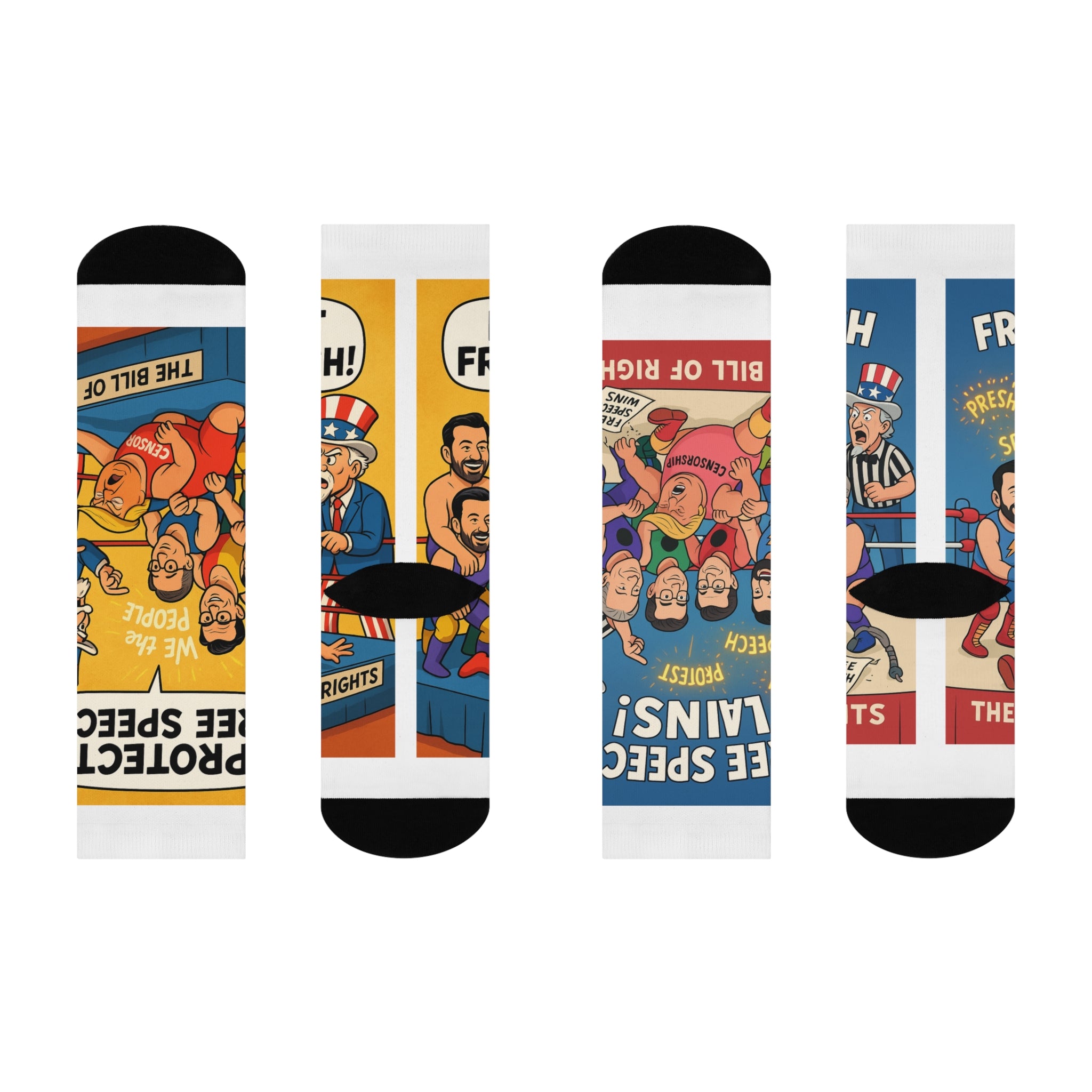 Freedom First Cushioned Crew Socks | Fun Socks for Censorship Awareness, Cozy Footwear for Activists, Gift for Creative Minds