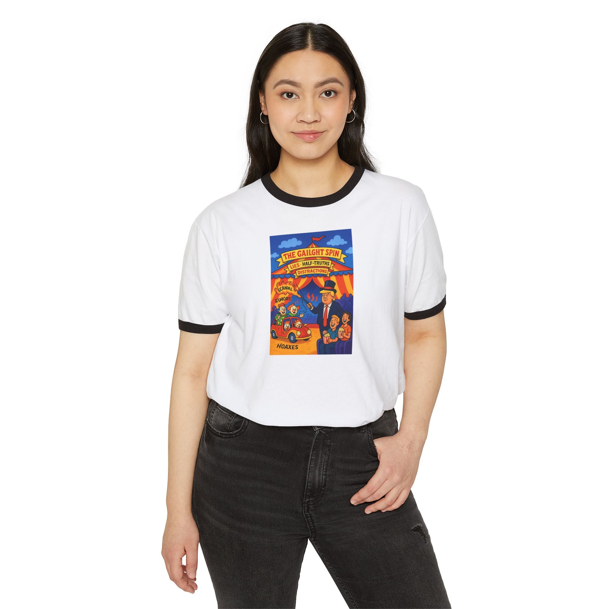 Vintage-Inspired Circus Ringer T-Shirt | Unisex Retro Tee, Carnival Style, Fun Graphic Tee, Gift for Dreamers, Summer Festival Wear