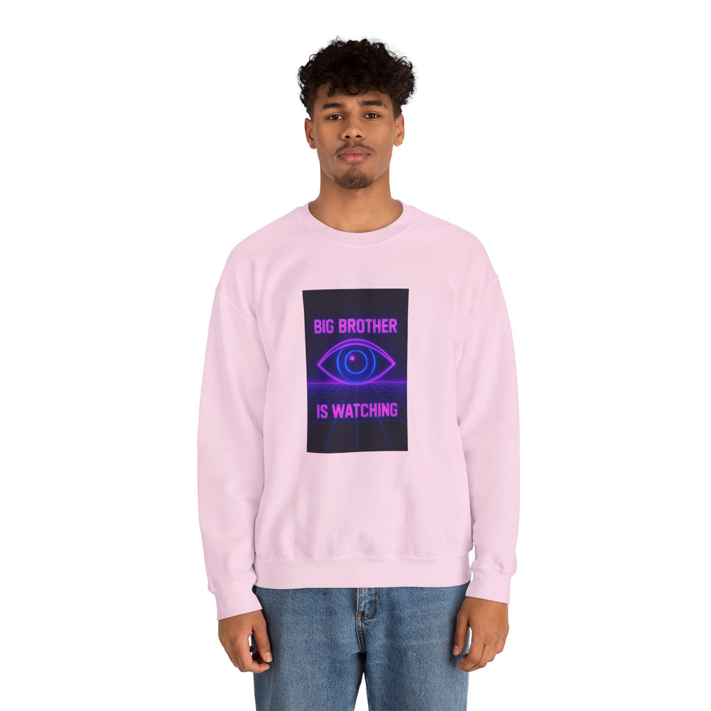 Crewneck Sweatshirt — "Big Brother Is Watching" Neon Eye Graphic