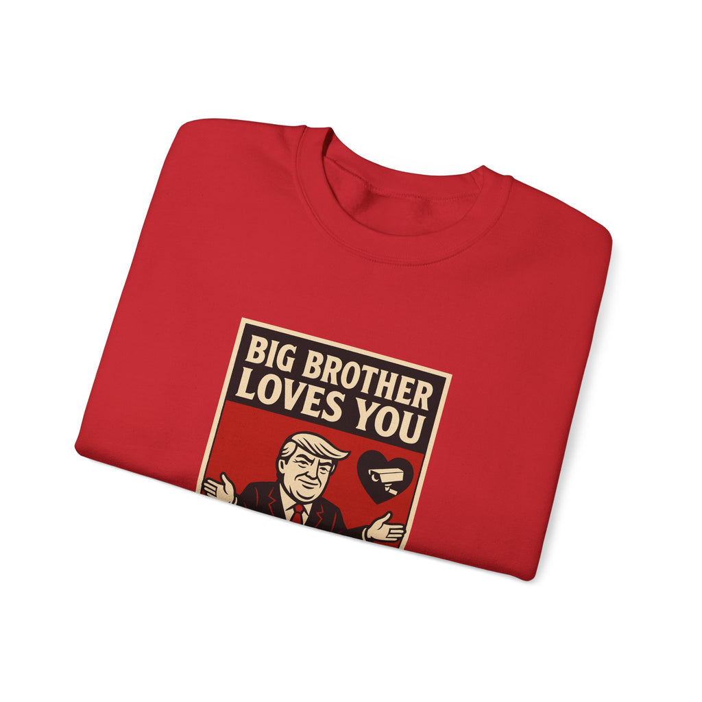 Big Brother Loves You Crewneck Sweatshirt - Unisex Heavy Blend, Cozy Gift, Casual Wear, Statement Piece, Perfect for Any Season
