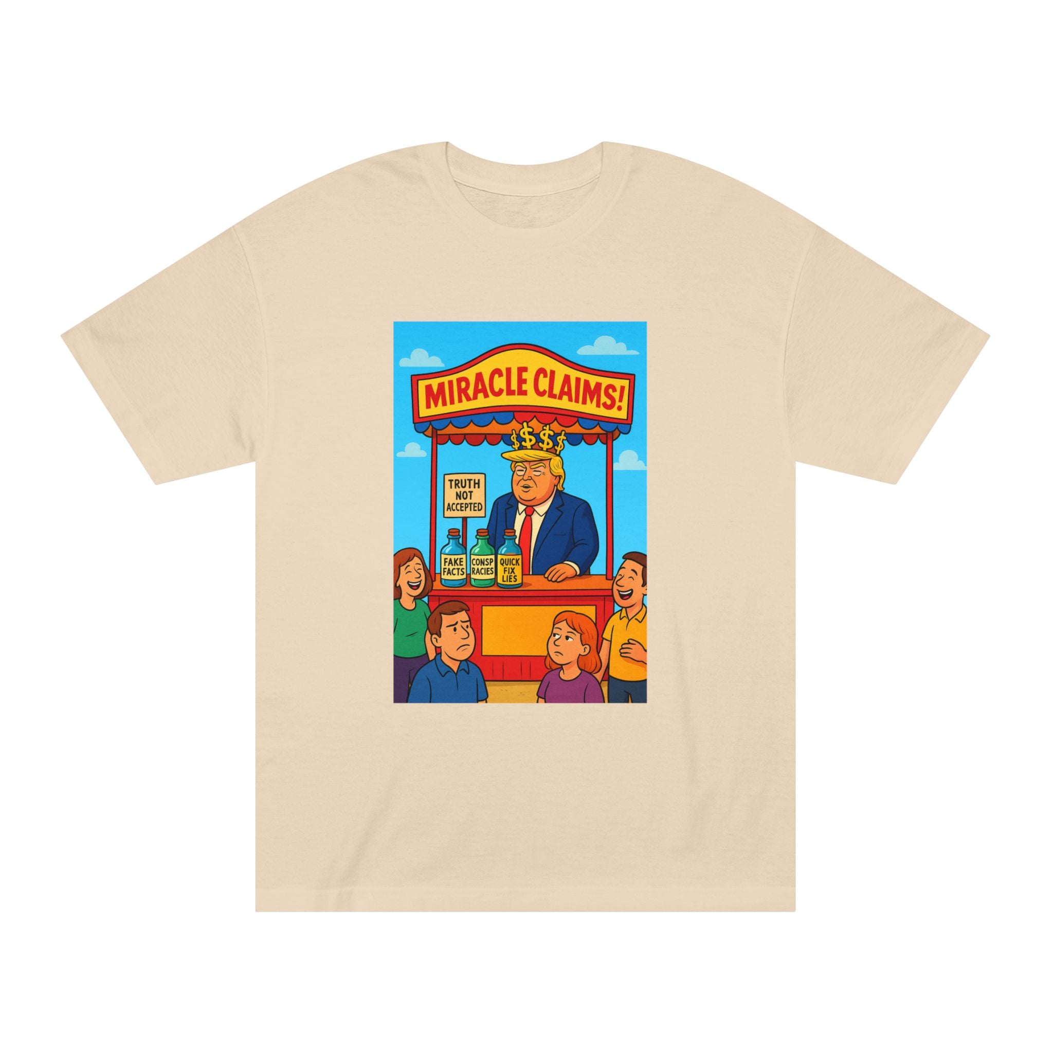 Funny Miracle Claims Unisex Classic Tee, Humor Shirt, Gift for Friends, Casual Wear, Statement T-Shirt, Unisex Graphic Tee