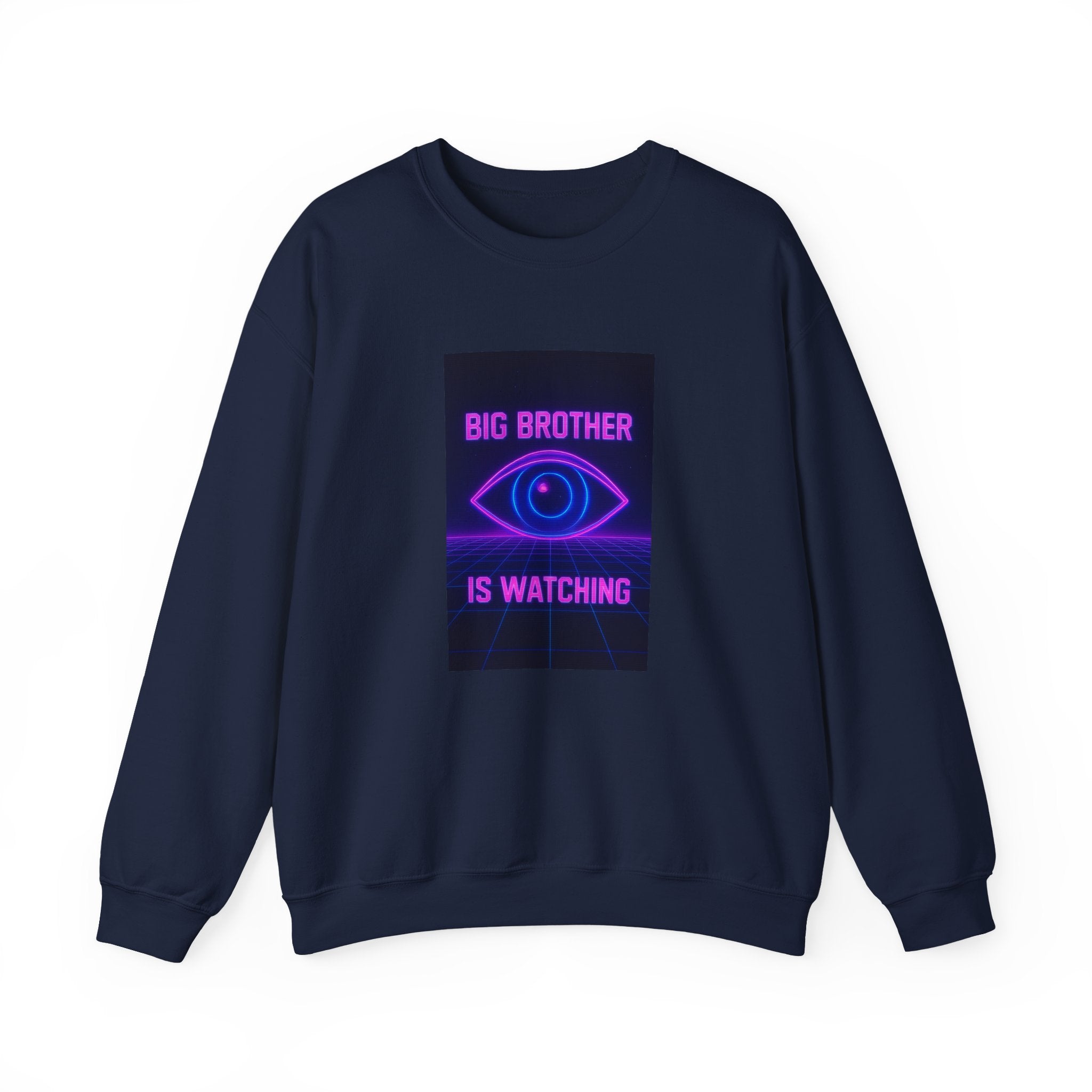 Crewneck Sweatshirt — "Big Brother Is Watching" Neon Eye Graphic