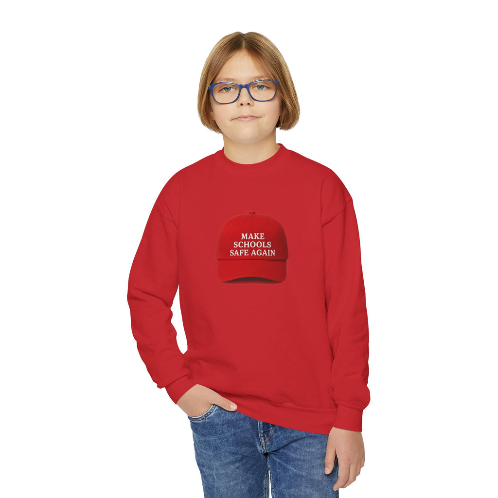 Youth Crewneck Sweatshirt - "Make Schools Safe Again" - Perfect for Activism, School Events, Gifts, Youth Apparel, Casual Fashion