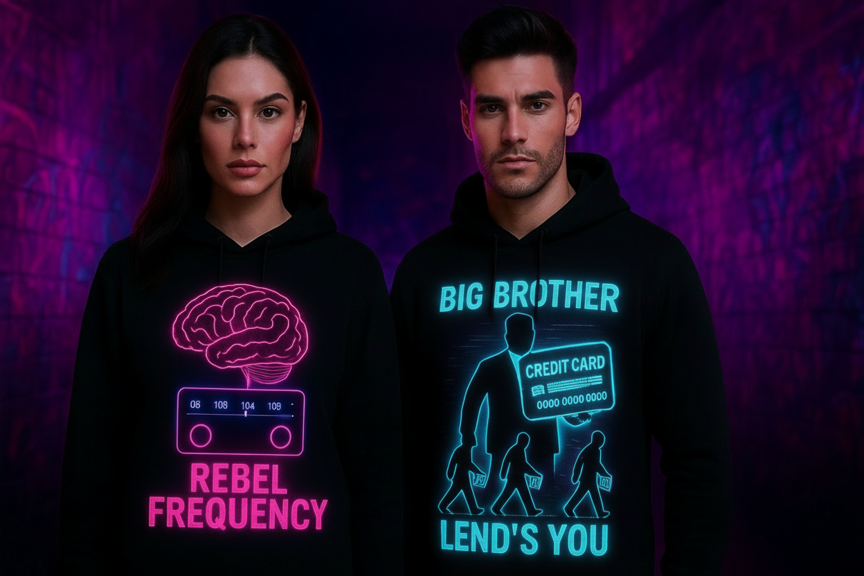 Edited neon hoodie image with blue graphics
